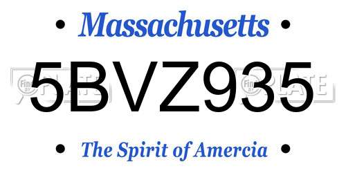 5BVZ935 Massachusetts License Plate
