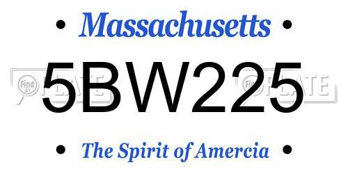 5BW225 Massachusetts License Plate