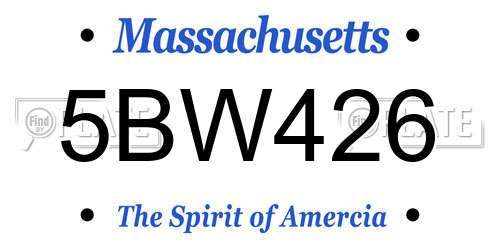 5BW426 Massachusetts License Plate