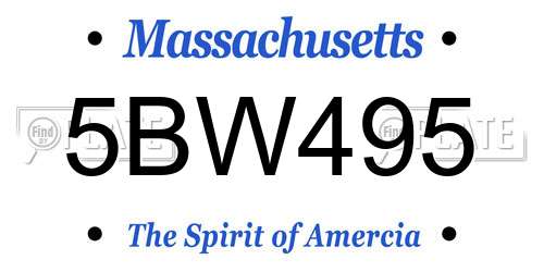 5BW495 Massachusetts License Plate