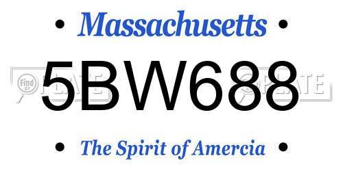 5BW688 Massachusetts License Plate