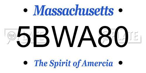 5BWA80 Massachusetts License Plate