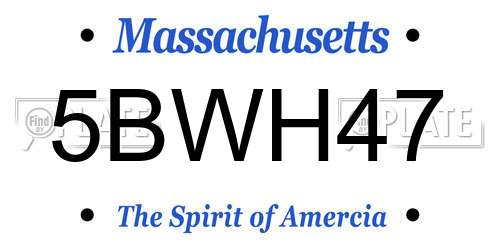 5BWH47 Massachusetts License Plate
