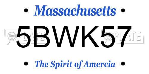 5BWK57 Massachusetts License Plate