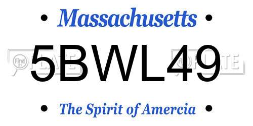 5BWL49 Massachusetts License Plate