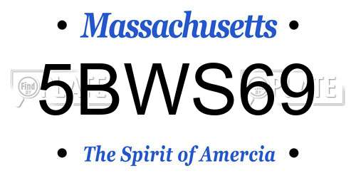 5BWS69 Massachusetts License Plate