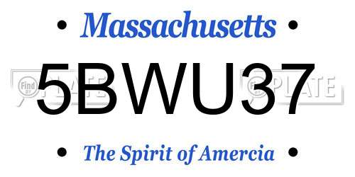 5BWU37 Massachusetts License Plate