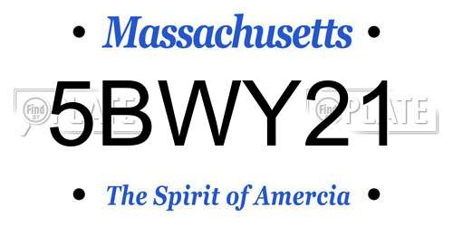 5BWY21 Massachusetts License Plate