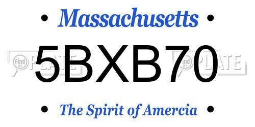 5BXB70 Massachusetts License Plate