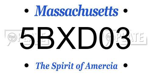 5BXD03 Massachusetts License Plate