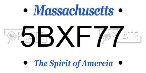 5BXF77 Massachusetts License Plate