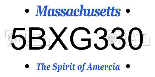 5BXG330 Massachusetts License Plate