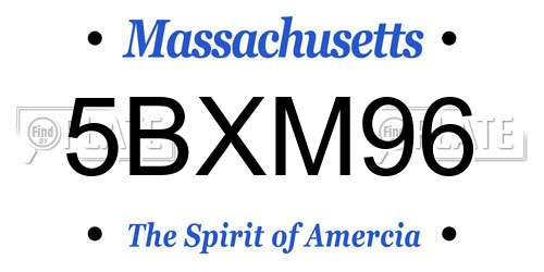 5BXM96 Massachusetts License Plate
