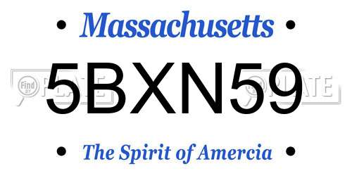 5BXN59 Massachusetts License Plate