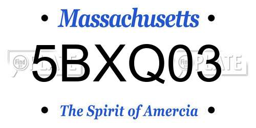5BXQ03 Massachusetts License Plate