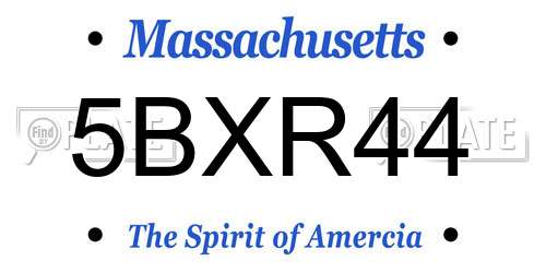 5BXR44 Massachusetts License Plate
