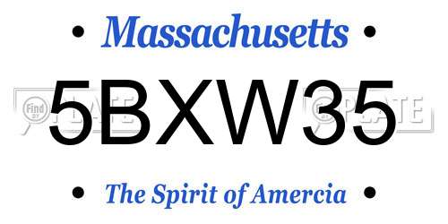 5BXW35 Massachusetts License Plate