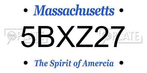 5BXZ27 Massachusetts License Plate
