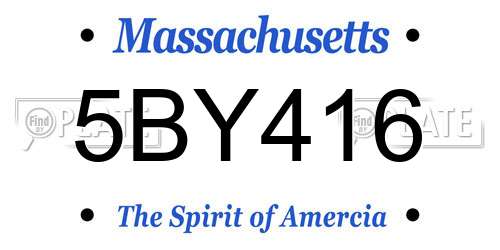 5BY416 Massachusetts License Plate
