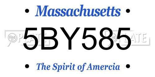 5BY585 Massachusetts License Plate