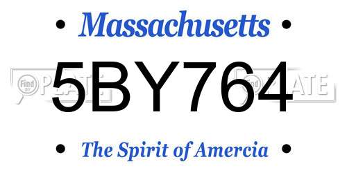 5BY764 Massachusetts License Plate