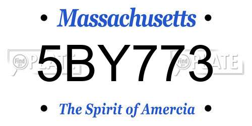 5BY773 Massachusetts License Plate