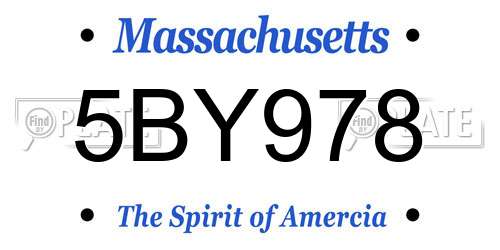 5BY978 Massachusetts License Plate