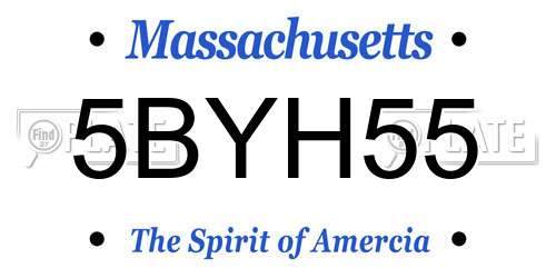 5BYH55 Massachusetts License Plate