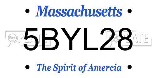 5BYL28 Massachusetts License Plate