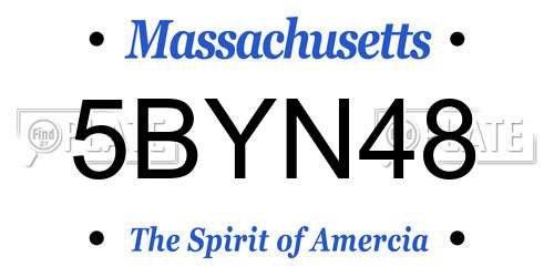 5BYN48 Massachusetts License Plate