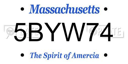 5BYW74 Massachusetts License Plate