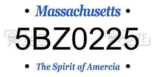 5BZ0225 Massachusetts License Plate