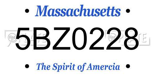 5BZ0228 Massachusetts License Plate