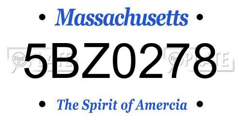 5BZ0278 Massachusetts License Plate