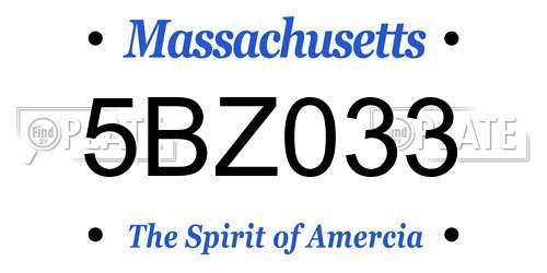 5BZ033 Massachusetts License Plate