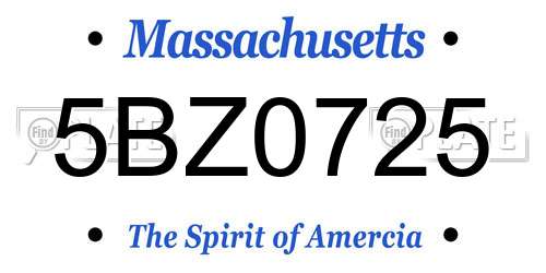 5BZ0725 Massachusetts License Plate