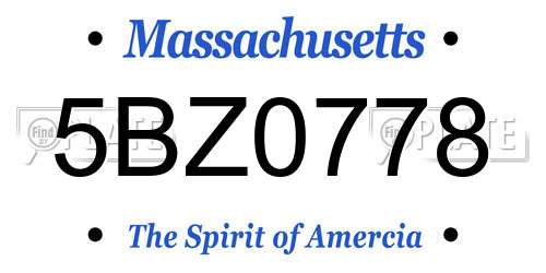 5BZ0778 Massachusetts License Plate