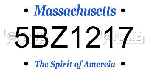5BZ1217 Massachusetts License Plate