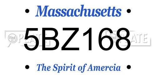 5BZ168 Massachusetts License Plate