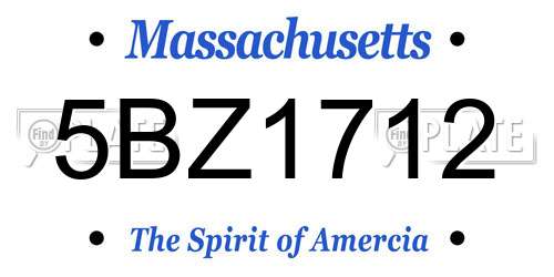 5BZ1712 Massachusetts License Plate