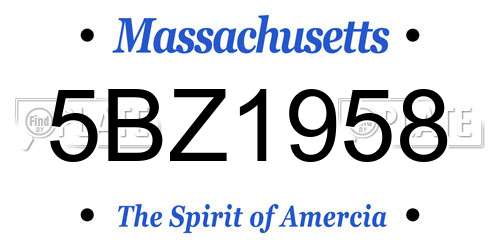 5BZ1958 Massachusetts License Plate
