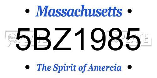 5BZ1985 Massachusetts License Plate