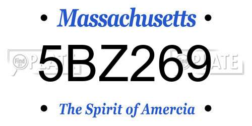 5BZ269 Massachusetts License Plate