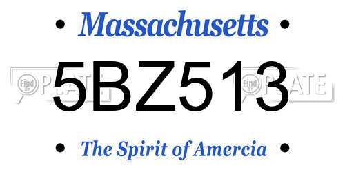 5BZ513 Massachusetts License Plate