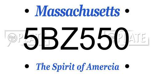 5BZ550 Massachusetts License Plate