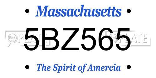 5BZ565 Massachusetts License Plate