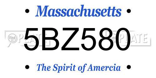 5BZ580 Massachusetts License Plate