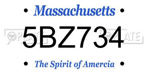 5BZ734 Massachusetts License Plate