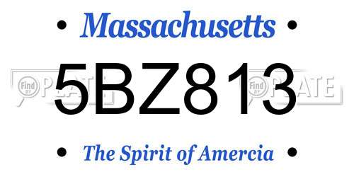 5BZ813 Massachusetts License Plate