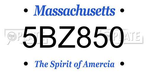 5BZ850 Massachusetts License Plate